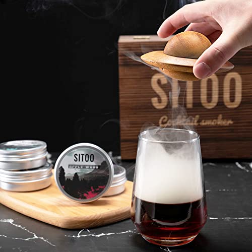 SITOO Cocktail Smoker Kit with Torch, Wood Chips for Whiskey and Bourbon - Drink Smoker for Smoke Infusion in Cocktails and Drinks - Gift for Whiskey Lover, Dad, Husband