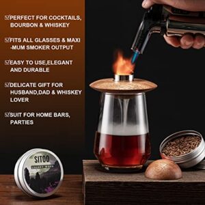 SITOO Cocktail Smoker Kit with Torch, Wood Chips for Whiskey and Bourbon - Drink Smoker for Smoke Infusion in Cocktails and Drinks - Gift for Whiskey Lover, Dad, Husband