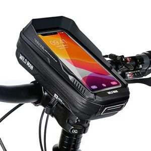 mengk touch screen bike handlebar bag waterproof front frame top tube bicycle pouch large capacity cycling front storage bag for 6.7in large screen