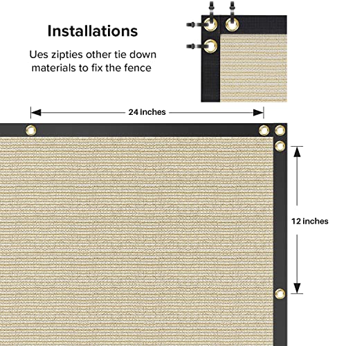 INFRANGE Heavy Duty Fence Privacy Screen Windscreen Beige 6' x 50' Shade Fabric Cloth HDPE, 90% Visibility Blockage, with Grommets, Heavy Duty Commercial Grade, Cable Zip Ties Included