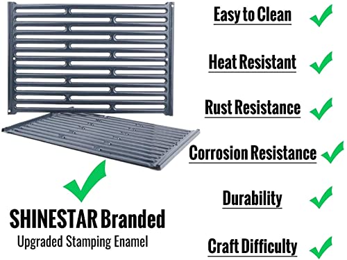 SHINESTAR Porcelain-Enameled Grates Replacement for Weber Spirit 300 Series, E-310/330, Genesis Silver/Gold B & C, 17.4 x 11.8 Inch, 2-Pack