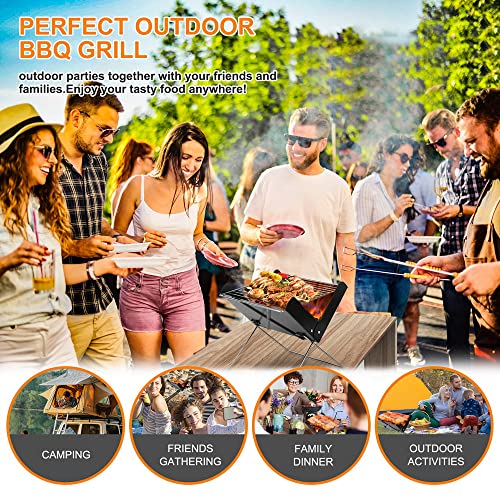 Mini Tabletop Charcoal Grills, Portable BBQ,Fire Pit Bowl, Foldable Heavy Duty Camping Stove, Hibachi Grill, for Indoor and Outdoor Wood Burning, Car Traveling, Backpacking and Picnic