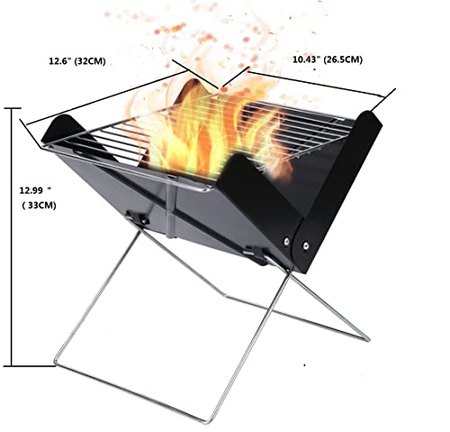 Mini Tabletop Charcoal Grills, Portable BBQ,Fire Pit Bowl, Foldable Heavy Duty Camping Stove, Hibachi Grill, for Indoor and Outdoor Wood Burning, Car Traveling, Backpacking and Picnic
