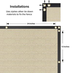 INFRANGE Heavy Duty Fence Privacy Screen Windscreen Beige 5' x 12' Shade Fabric Cloth HDPE, 90% Visibility Blockage, with Grommets, Heavy Duty Commercial Grade, Cable Zip Ties Included