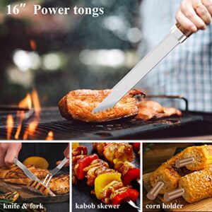 ROMANTICIST 25pcs Extra Thick Stainless Steel Grill Tool Set for Men, Heavy Duty Grilling Accessories Kit for Backyard, BBQ Utensils Gift Set with Spatula,Tongs in Aluminum Case for Birthday Brown