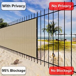 INFRANGE Heavy Duty Fence Privacy Screen Windscreen Beige 8' x 40' Shade Fabric Cloth HDPE, 90% Visibility Blockage, with Grommets, Heavy Duty Commercial Grade, Cable Zip Ties Included