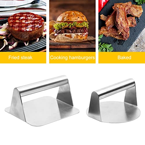 Cyberone Burger Press Stainless Steel Meat Smasher 4.9 inch Round Hamburger Patty Maker Bacon Steak Grill Press Non-Stick Smooth for Flat Top Grill Cooking BBQ Barbecue Grilling