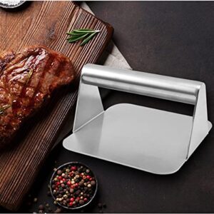 Cyberone Burger Press Stainless Steel Meat Smasher 4.9 inch Round Hamburger Patty Maker Bacon Steak Grill Press Non-Stick Smooth for Flat Top Grill Cooking BBQ Barbecue Grilling