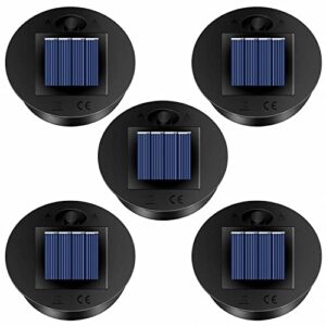 5 pack replacement solar light parts(top size 2.76 inches, bottom size 2.36 inches),7 lumens warm white led waterproof solar light replacement top kit for outdoor diy hanging lanterns