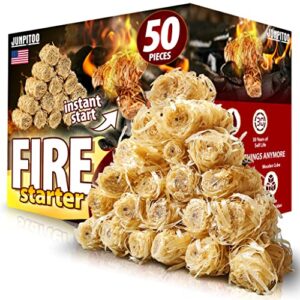 fire starters natural pine fire starters for campfires fireplace grill wood pellet stove chimney fire pit bbq smoker w/10 min burning time waterproof.