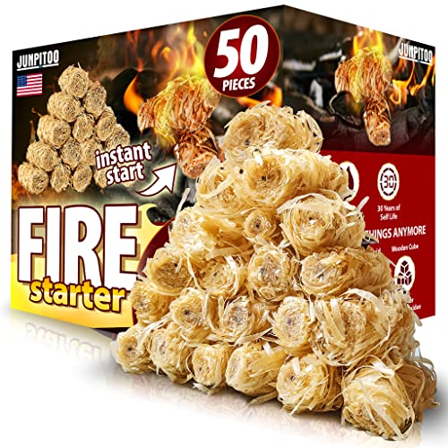 Fire Starters Natural Pine Fire Starters for Campfires Fireplace Grill Wood Pellet Stove Chimney Fire Pit BBQ Smoker W/10 Min Burning Time Waterproof.