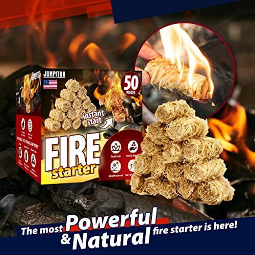 Fire Starters Natural Pine Fire Starters for Campfires Fireplace Grill Wood Pellet Stove Chimney Fire Pit BBQ Smoker W/10 Min Burning Time Waterproof.