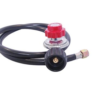 KIBOW 0~5PSIG High Pressure Adjustable Propane Regulator with 4FT Hose-Type 1(QCC 1) Connection-CSA Certified