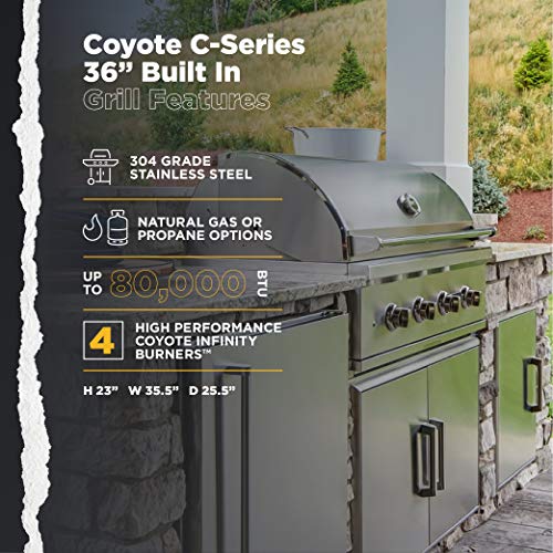 Coyote C-Series 36-Inch, 4-Burner Built-in Propane Gas Grill - C2C36LP