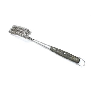 3 embers stainless steel grill cleaning brush with pakkawood handle
