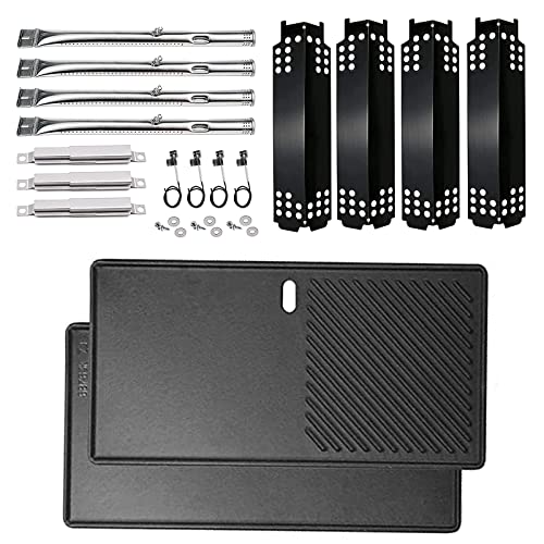 Hisencn Grill Replacement Parts for Charbroil 463436215, 463436214, 463436213, 463439915, 467300115, 463439914, 461372517, G432-Y700-W1, Grill Burner, Heat Plate, Crossover Tube with Griddle