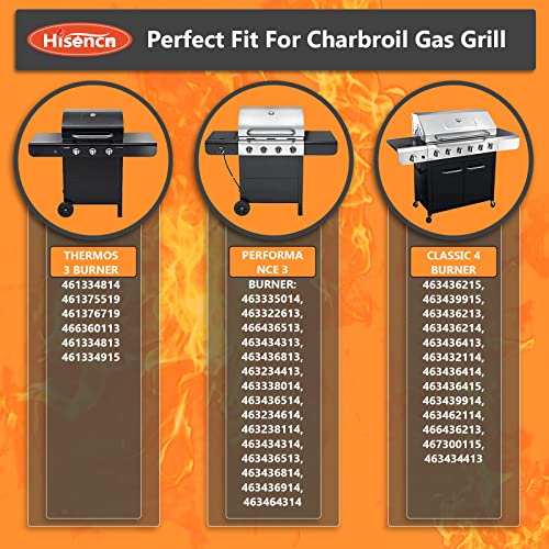 Hisencn Grill Replacement Parts for Charbroil 463436215, 463436214, 463436213, 463439915, 467300115, 463439914, 461372517, G432-Y700-W1, Grill Burner, Heat Plate, Crossover Tube with Griddle