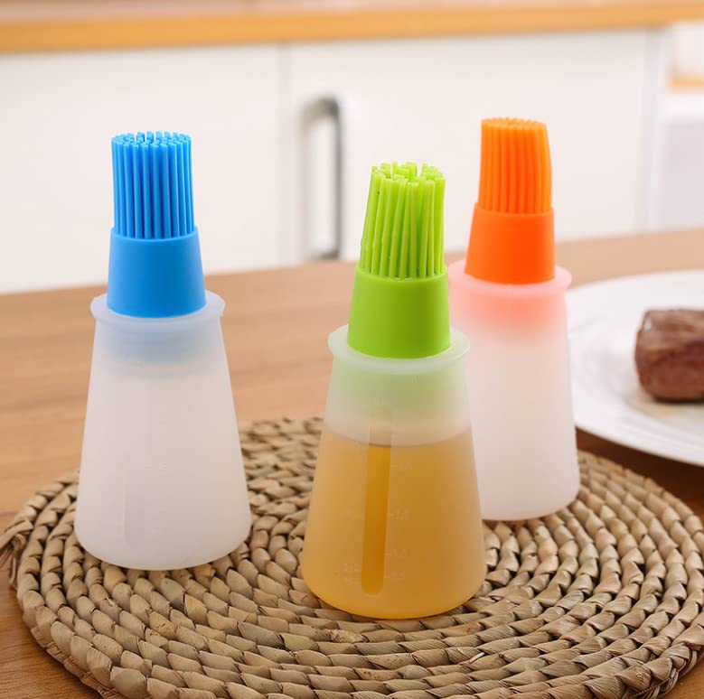 HLLMX 2 PCS Silicone Oil bottle brush Portable Oil Bottle Barbecue Brush Silicone Cooking Grill Barbecue Baking Pastry Oil,Honey,Sauce Bottle Brush Silicone Kitchen bbq Cooking Tool