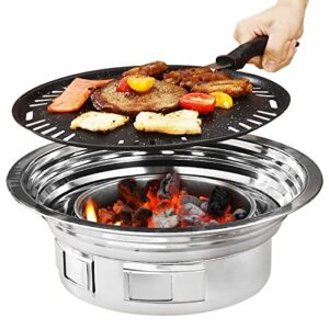 multifunctional charcoal barbecue grill 40cm household korean bbq grill stainless steel non-stick charcoal stove (40cm)