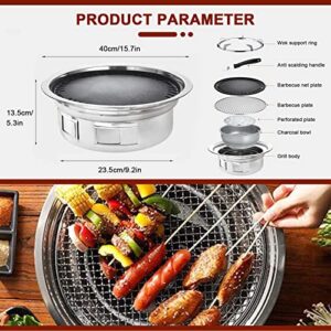 Multifunctional Charcoal Barbecue Grill 40cm Household Korean BBQ Grill Stainless Steel Non-stick Charcoal Stove (40cm)