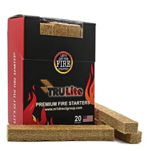 trulite premium fire starters, 20 piece box, usa made, ideal for quickly, safely & naturally lighting all types of grills, bonfires, fire pits, fireplaces, wood stoves, & campfires!