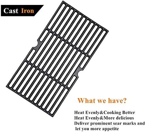 SafBbcue Grill Grates for Kenmore 146.23678310 146.16132110 146.20164510 146.23679310 146.23766310 Dynaglo DGF493BNP DGF493PNP Backyard GBC1440W BY13-101-001-12, 16-4/9" Matte Cast Iron