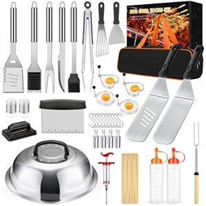 136 pcs griddle accessories kit for blackstone camp chef bbq,flat top grill accessories with basting cover,professional grilling gift for men and women,perfect for camping backyard barbecue