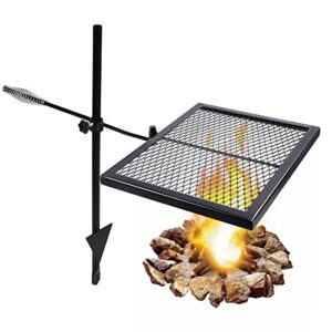 REDCAMP Swivel Campfire Grill Heavy Duty Steel Grate, Over Fire Camp Grill with Carrying Bag for Outdoor Open Flame Cooking