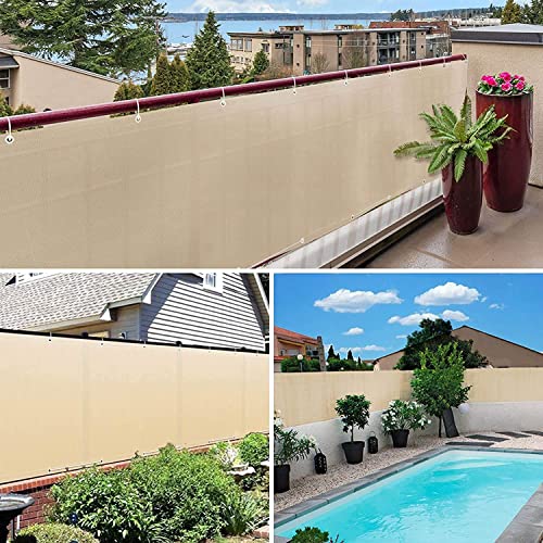 Fence Screen, Balcony Privacy Screen, Anti-Peeping Weatherproof HDPE, Garden Protective Screens, UV Resistant, with Cable Ties,Beige,0.65x8m