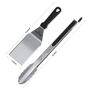 GRILLGOAT Griddle Accessories Kit - 11 Piece Griddle Tool Kit - Stainless Steel Metal Spatula Set, Scraper, Turner, Tongs, Egg Rings and More- Perfect for Blackstone or Hibachi BBQ