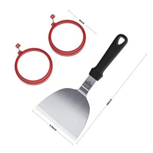 GRILLGOAT Griddle Accessories Kit - 11 Piece Griddle Tool Kit - Stainless Steel Metal Spatula Set, Scraper, Turner, Tongs, Egg Rings and More- Perfect for Blackstone or Hibachi BBQ