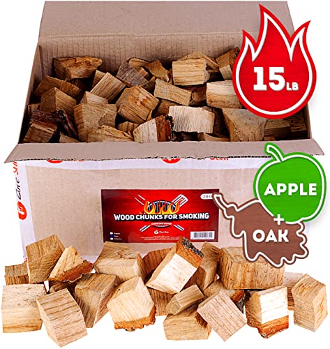 Zorestar Oak Smoker Wood Chunks, BBQ Cooking Natural Wood Chunks for All Smokers, 15-20 lbs