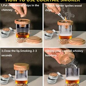 Cocktail Smoker Kit & Chips For Old Fashioned Cocktails,Drink Smoker Infuser Kit with 4 Flavors Wood Chips, Old Fashioned Smoker Kit for Cocktail, Whiskey, Wine, Christmas gifts for Dad Boyfriend (B)