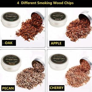 Cocktail Smoker Kit & Chips For Old Fashioned Cocktails,Drink Smoker Infuser Kit with 4 Flavors Wood Chips, Old Fashioned Smoker Kit for Cocktail, Whiskey, Wine, Christmas gifts for Dad Boyfriend (B)