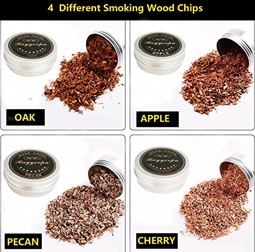 Cocktail Smoker Kit & Chips For Old Fashioned Cocktails,Drink Smoker Infuser Kit with 4 Flavors Wood Chips, Old Fashioned Smoker Kit for Cocktail, Whiskey, Wine, Christmas gifts for Dad Boyfriend (B)