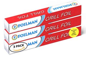 heavy duty grill foil roll – pack of 3 – vented with holes specifically for grilling and steaming – 12 inch x 25 ft