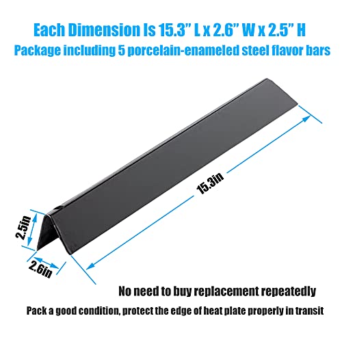 DONSIQIZZ 7636 15.3 Inch Flavorizer Bars Replacement for Weber Spirit II 300 Series, Spirit E310 E320 E330 S310 S320 S330 Grill Parts with Front Control Knobs, 5 Pack Porcelain Enameled Heat Plates