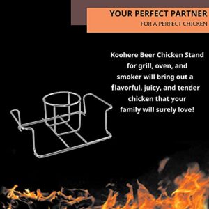 Koohere Beer Can Chicken Holder for Grill and Smoker, Premium Grade Stainless Steel Beer Chicken Stand with Handle