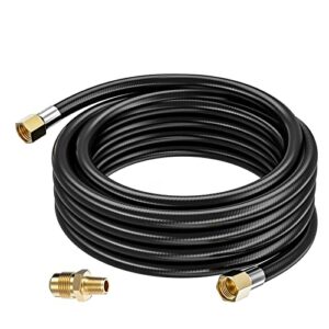 patiogem propane hose extension 20ft, both ends 3/8″ female flare propane hose assembly, pipe fitting 3/8″ flare x 1/8″ mnpt, extension gas line for propane appliances, lp gas hose