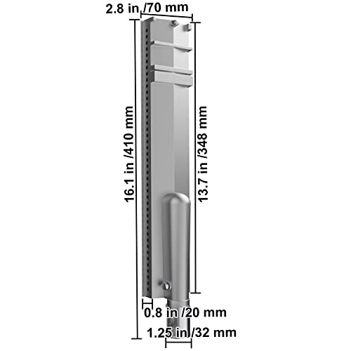 VEVOR Grill Burners, Stainless Steel BBQ Burners Replacement, 1 Pack Grill Burner Replacement, Flame Grill with 16.1" Length Barbecue Replacement Parts with Evenly Burning for for Premium Gas Grills