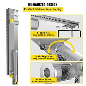 VEVOR Grill Burners, Stainless Steel BBQ Burners Replacement, 1 Pack Grill Burner Replacement, Flame Grill with 16.1" Length Barbecue Replacement Parts with Evenly Burning for for Premium Gas Grills