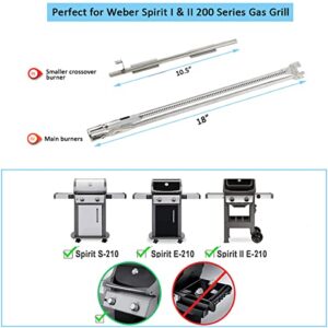 18 Inch Grill Burner for Weber Spirit I & II 200 Series Spirit E-210 E-220 Spirit S-210, S-220 Gas Grills with Up Front Controls (2013 and Newer), 304 Stainless Steel Burner Tube for 69785, 68949