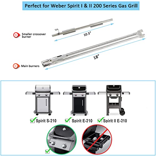18 Inch Grill Burner for Weber Spirit I & II 200 Series Spirit E-210 E-220 Spirit S-210, S-220 Gas Grills with Up Front Controls (2013 and Newer), 304 Stainless Steel Burner Tube for 69785, 68949