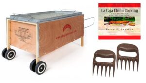 caja china roasting box pig roaster 100lbs w/ free cookbook and bear paws