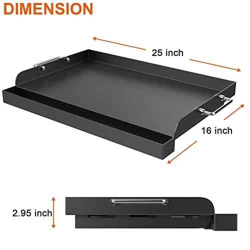 MixRBBQ Nonstick Griddle for Gas Grill, 25" X 16" Carbon Steel Griddle for BBQ Gas Grill/Charcoal, Griddle Flat Top Plate Insert Outdoor Camping, Parties and Tailgating Accessories