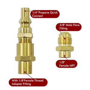 MENSI 1/8'' FNPT x 1/4'' Male Quick Connect Plug Propane Quick Disconnect Conversion Kit Adapter for Weber Q 100, 1000, 200, 2000, 1200, 2200, Traveller and Portable Gas Grill Camper