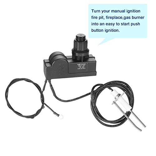 Lemfema Fire Pit Igniter Push Button Ignition Kit with 2 Outlets, Ground Wire for Fire Pit Gas Burner System, AAA Battery Type