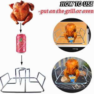 ZUOOBAR Beer Can Chicken Holder Stand for Grill Oven and Smoker, Vertical Grill Chicken Rack, BBQ Turkey Roaster Stand Rack-2PACK