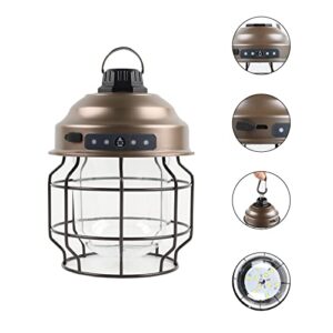 SALLBRIS Vintage LED Camping Lantern Rechargeable , Hanging Artistic Retro Outdoor Lights,for Yard Patio Terrace Lawn Emergency Lighting (Stainless Steel)