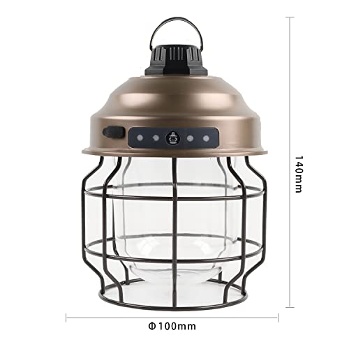 SALLBRIS Vintage LED Camping Lantern Rechargeable , Hanging Artistic Retro Outdoor Lights,for Yard Patio Terrace Lawn Emergency Lighting (Stainless Steel)